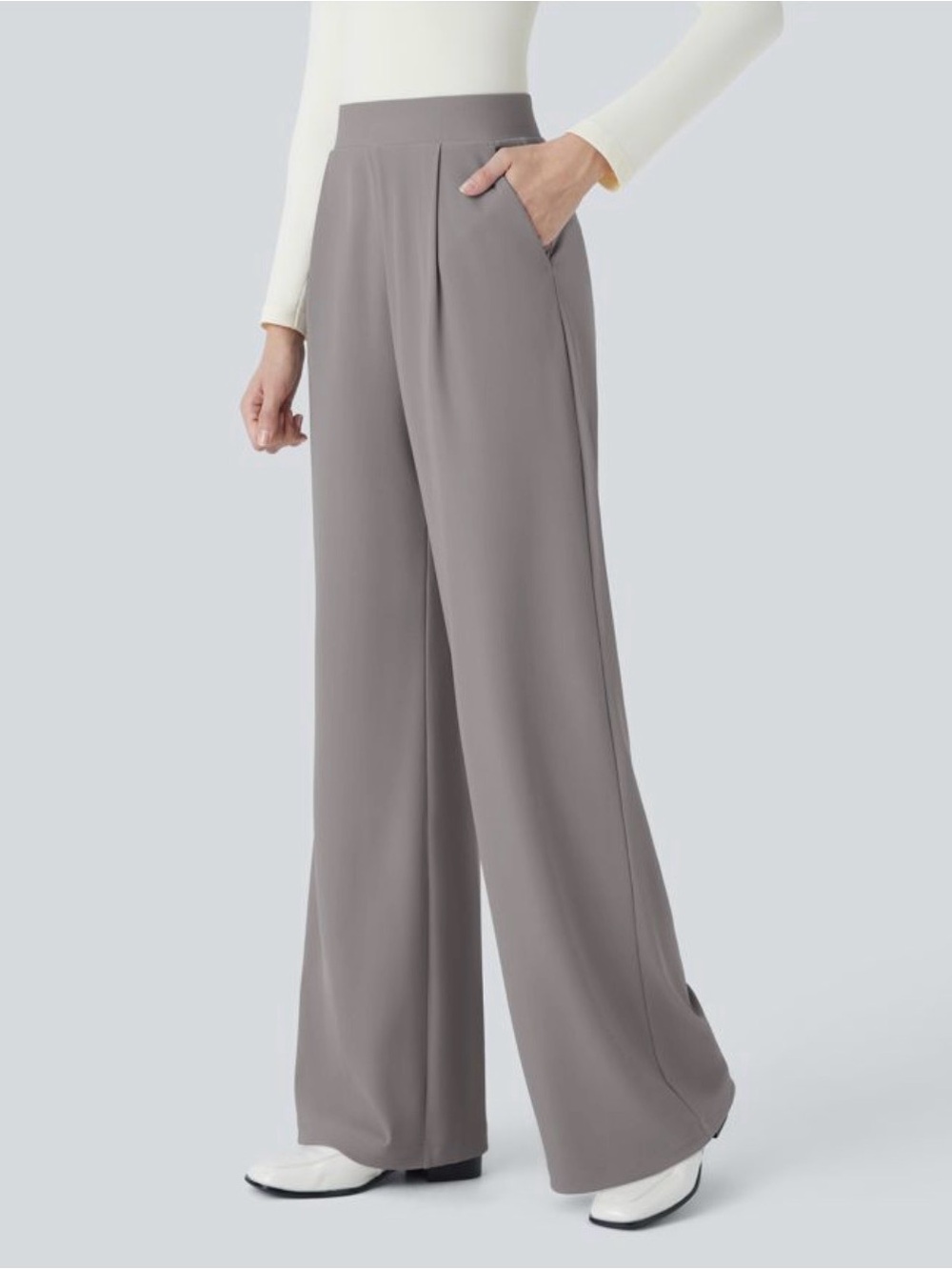 HALARA Flex High Waisted Body Sculpt Waist Slimming Wide-Leg Pull-On Pants Med
